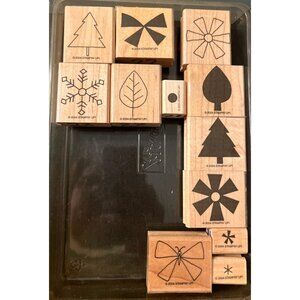 Vintage Stampin Up! 2004 Wood-Mounted Rubber Stamps "Shapes & Shadows"